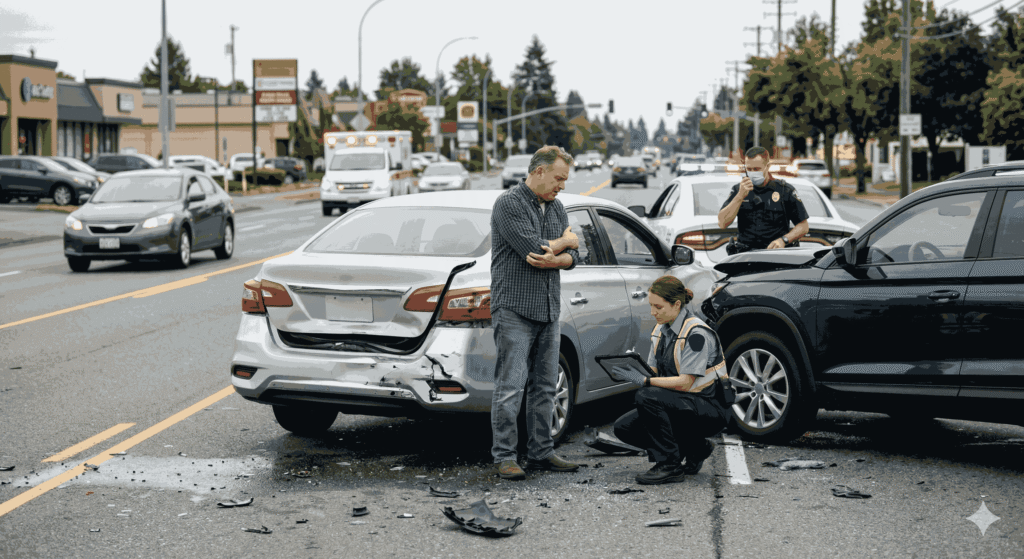 createa realistic professional pic for Rear-End Accidents What Victims Need to Know About Fault and Compensation without any line on it